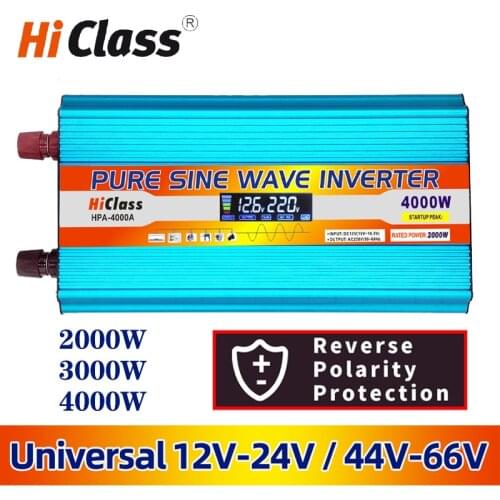 Solar Inverter 12v 220v 12V 24V Pure Sine Wave Inverter 2000W/3000W/4000W Car Converter 12v 220v With LCD Display