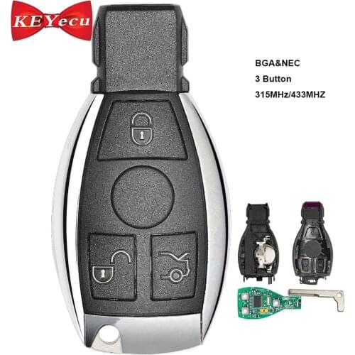 KEYECU for Mercedes Benz Smart Remote Key Fob Support NEC And BGA 2000+ Year 3 Buttons 315MHz 433MHz