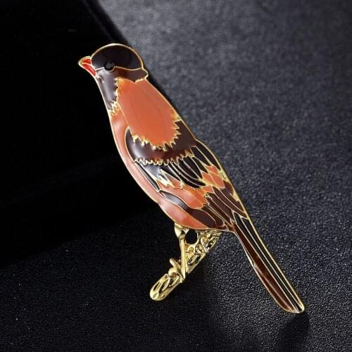 Brown Enamel Birds Animal brooch For Mens Party Anniversary Jewelry Cute Animal Broche Scarf Clip Pin Jewelry Hats Accessory