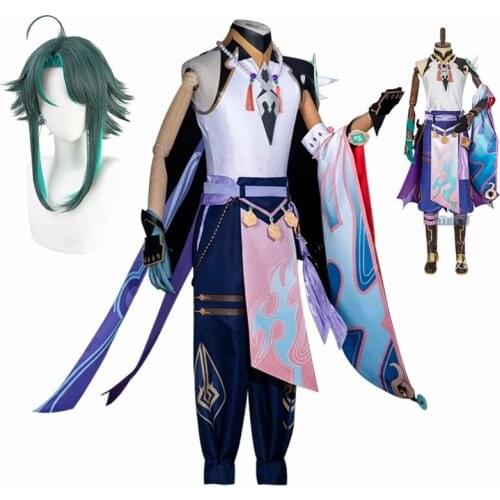 Genshin Impact Xiao Cosplay Costume Kimono Uniform Shoes Wig Mask shoes Cosplay Anime Game Halloween Costumes For Men Women
