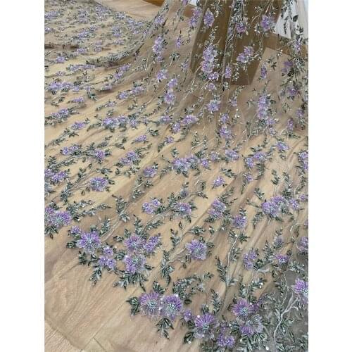 High Handmade beaded African Lace Fabric new Lace African Beaded Lace Fabric Wedding French Lace Fabric 7JRB-91804