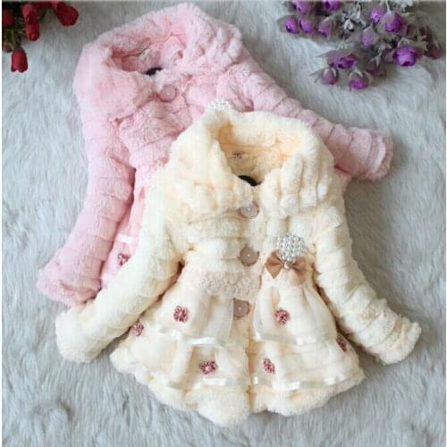 2021 Hot Kids Baby Girl Floral Fur Fleece Winter Warm Jacket Coat Outwear Dress Style Hot Comfortable Versatile Long Sleeves New