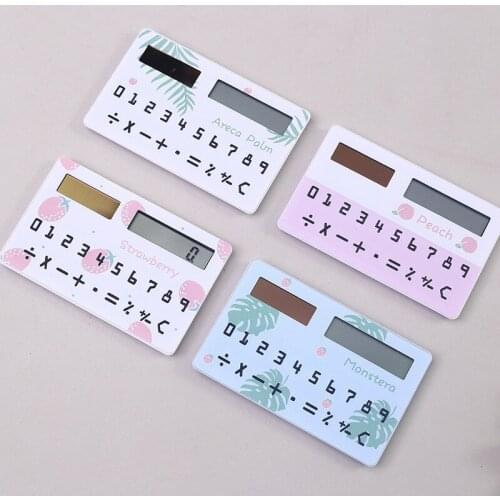 Fashion Portable Cartoon Fruits Animal Mini Card Calculator Stationery Supplies Creative Solar Calculator Children Student Gift
