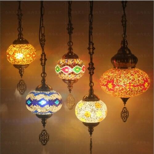 15CM Mosaic Pendant Lights Turkish Retro Lighting E27 Bar Restaurant Clear Bar Mediterranean Pendant Light