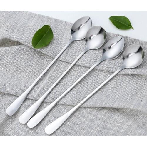 Stainless Steel Coffee Spoon Long Handle Ice Cream Dessert Tea Spoon For Picnic Drinkware Tableware Kitchen Accessories