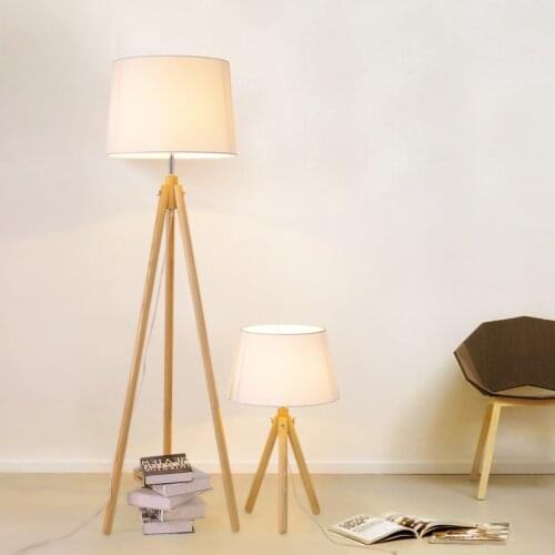 Nordic Solid Wood Floor Lamp Modern Minimalist Creative Standing Lamp Living Room Study Bedroom Corner Decor Ins Led Floor Lamps