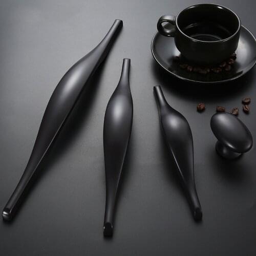 American zinc alloy handle black drawer cupboard wardrobe door Knob modern minimalist furniture hardware Pulls