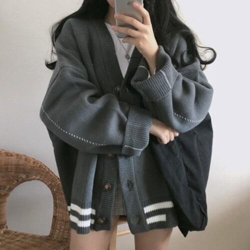 RUGOD Winter Arrivals Patchwork Single-breasted Knitted Cardigans for Ladies V-neck Female Outwear Vintage Chic Womens Outfit