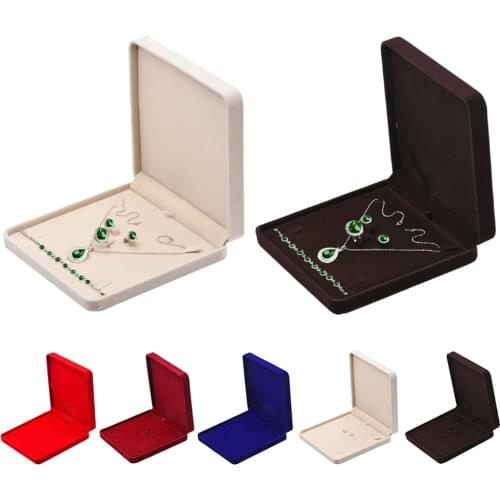 Upscale Velvet Jewelry Set Box Bracelet Necklace Ring Earrings Gift Display Tray