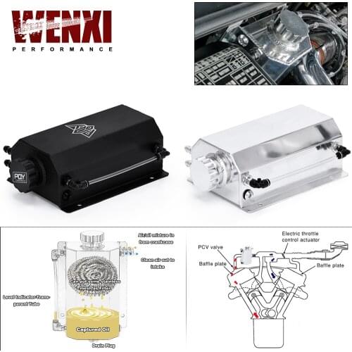 Universal 2L Alloy Engine Oil Fuel Gas Catch Can Breather Tank Bottle Coolant Radiator Overflow Tank WX-TK55BK