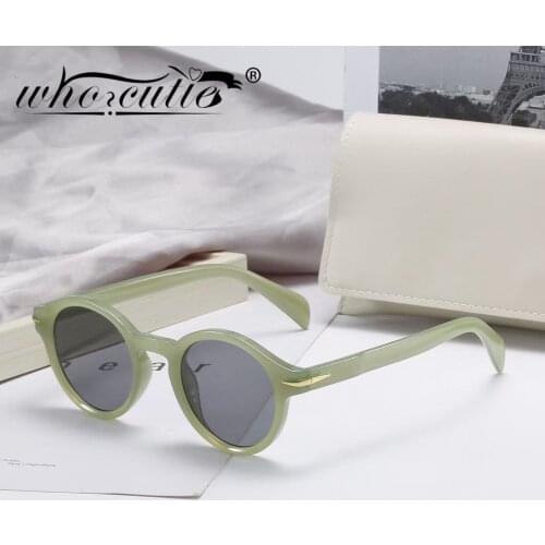 Vintage Yellow Round Sunglasses Women 2021 Brand Designer Green Oval Frame Fashion Men Sun Glasses Shades Eyewear Female Oculos