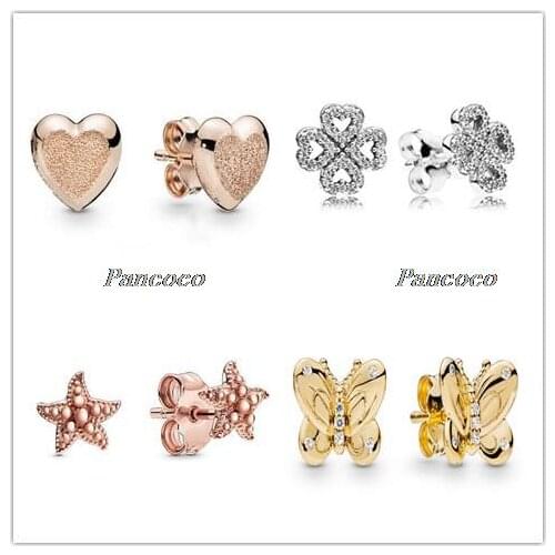 925 Sterling Silver Earring Summer Beaded Starfish Stud Earrings With Crystal For Women Wedding Gift Fashion Jewelry