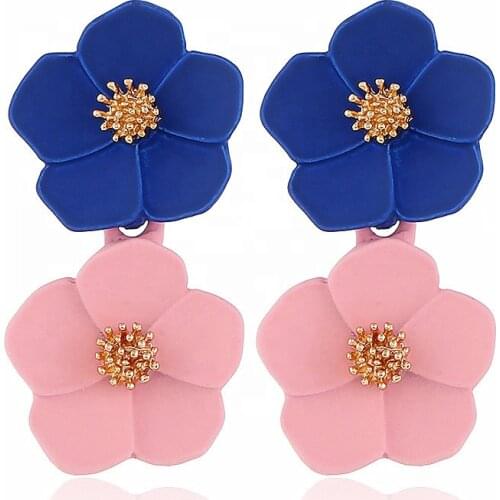 Earrings 2021 Trend Double Flower Earrings Womens Wedding Party Vintage Bohemia Big Earring High Quality Delicate Women Jewelry