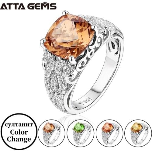 Diaspore Real Silver Rings for Women Wedding Engagement 4.3 Carats Created Zultanite Color Change Classic Ring Design Women Gift