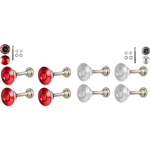 2 Set Quick Release Push Hood Latch Button Car Pin Bonnet Lock Bumper Clip Latches Silver & Red