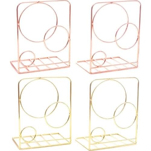 2pcs Round Metal Desktop Bookends Book Ends Support Stand Holder Shelf Bookrack