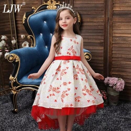 2020 Christmas Baby girls clothes Kids lace trailing princess dress of girls elegant birthday party flower girls Dresses