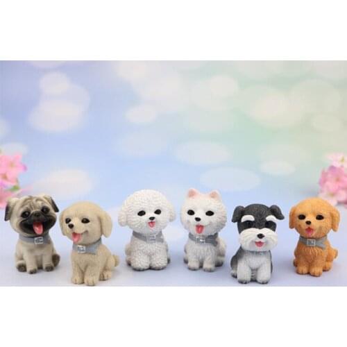 3PCS/Set Lucky Smile Dog Figure Simulation Puppy Model Poodle Schnauzer Golden Retriever Decoration Ornament Toys Christmas Gift