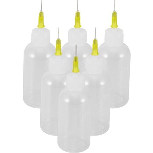 6pcs Empty Glue Bottle with Needle Precision Tip Applicator Bottle for Paper Quilling DIY Craft Needle Squeeze Bottles