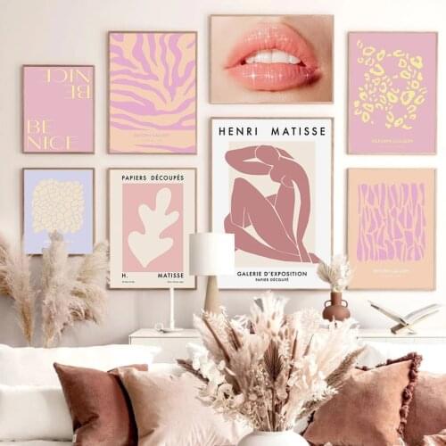 Matisse Abstract Pink Poster Print Colorful Canvas Painting Sexy lips Wall Art Print Decoraion Home Wall Picture For Living Room