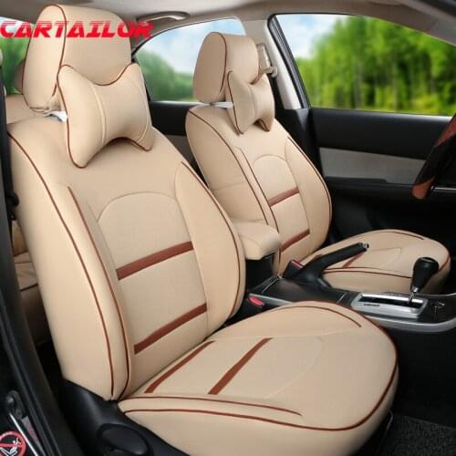 CARTAILOR PU Leather Cover Seat Custom Fit for Mitsubishi Pajero Sport Seat Covers Cars Accessories Set Grey Seats Cushion Pad
