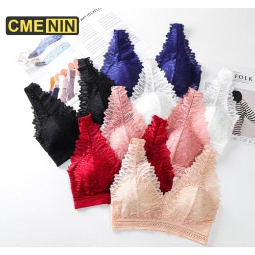 CMENIN 2020 Fashion Women Bras Cotton Sexy Lace Strapless Bra V-Nack Crop Tops Plus Size Lady Tube Top Underwear B0203