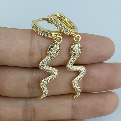 Long Tassel Zircon Drop Earrings for Women Shiny Snake Shape Green Eyes CZ Dangle Earring Weddings Fashion Jewelry Party Gift