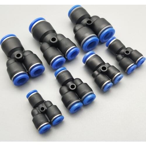 Pipe Fittings Plastic Pneumatic Connector Fitting Quick Push For Air Water Connecting PY PW Connect 4 6mm 8mm 10mm 12mm Y Shape