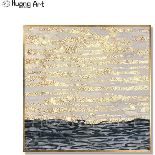 High Skill Artist 100% Handmade Modern Gold Foil Oil Painting Glitter Abstract Oil Painting on Canvas for Living Room Decor Art