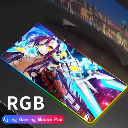Anime NO GAME NO LIFE Big Breast Girl RGB Gaming Mouse Pad Computer LED Gamer Large Mause Pad USB For PC Desk Mat Support DIY