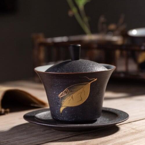 Stoneware Gai Wan Cha Cup Kung Fu Tea Household Tea Ceramic Queen Sancai Tureen Cup Dry-Bulb Teacup Gaiwan Sopera De Ceramica