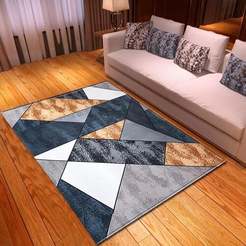 Living Room Childrens Carpet Kids Room Decoration Carpet Family Corridor Floor Bedroom Bedside Cushion 3D Geometric Pattern