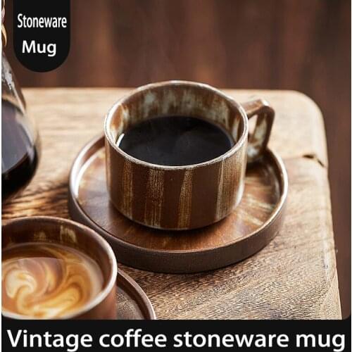 Creativity Stoneware Breakfast Milk Coffee House-hood Cups Couple Ceramic Mugs Coffee Shop Japanese-style Vintage Cup and Saucer