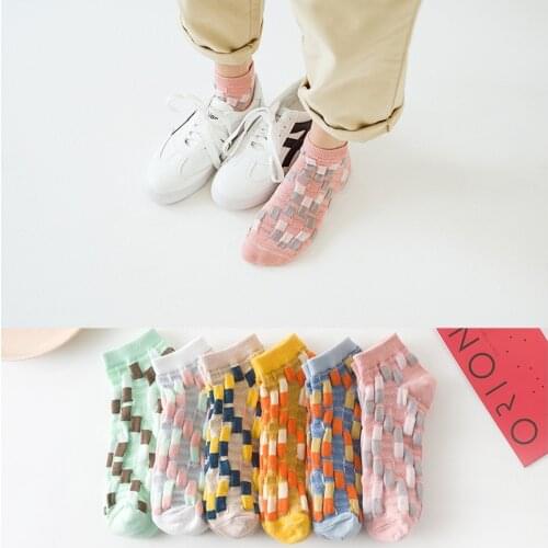 Japanese Srping Summer Pink Socks Women with Small Diamonds Mesh Woman Socks Cotton for Ladies 52901