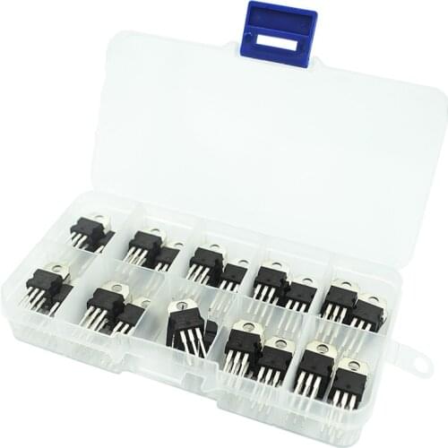 LM317T L7805 L7806 L7808 L7809 L7810 L7812 L7815 L7818 L7824 Transistor Assortment Kit 10value 50PCS, Voltage Regulator Box