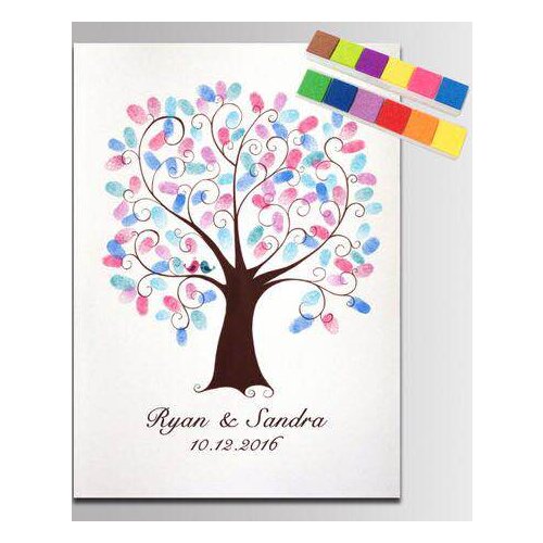 Love tree with fingerprint DIY creative sign in personality painted custom name and date of wedding party&Babys partydecoration