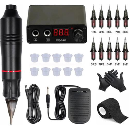 Complete Tattoo Machine Kit Professional Rotary Tattoo Machine Device Set Permanent Makeup Machine With Tattoo Cartridge Needles