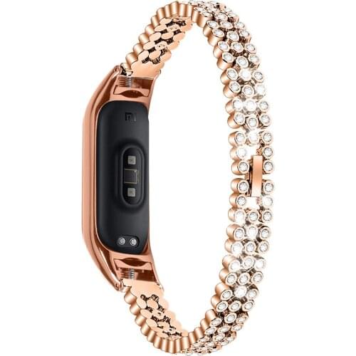 Fashion Stainless Steel Glitter Rhinestones Strap For Xiaomi Mi Watch Band 4 /3 Bracelet Lady Luxucy Replacement Wristbands