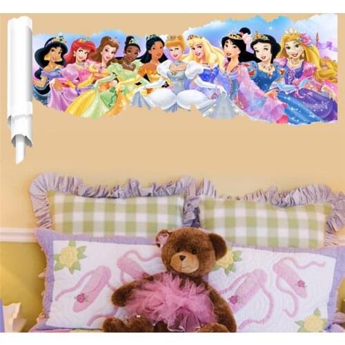 Cartoon Princess Girl Wall Stickers For Kids Rooms PVC Children Wall Decals 3d Kids Bedroom Living Room Decor Children Gift