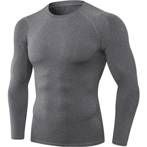 Men Compression Tight T-Shirt Long Sleeve Running Sport Shirts Quick Dry Rashgard Sportswear Workout Tops Training Gym Clothing