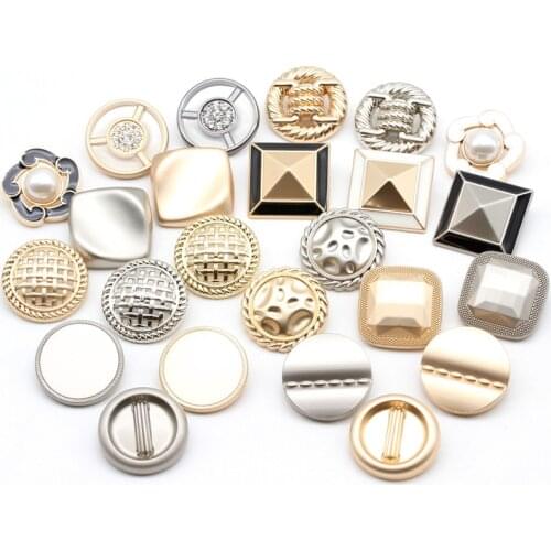 5Pcs 24 kinds gold silver metal geometric pattern metal buttons British style mens womens jackets cashmere woolen buttons C159