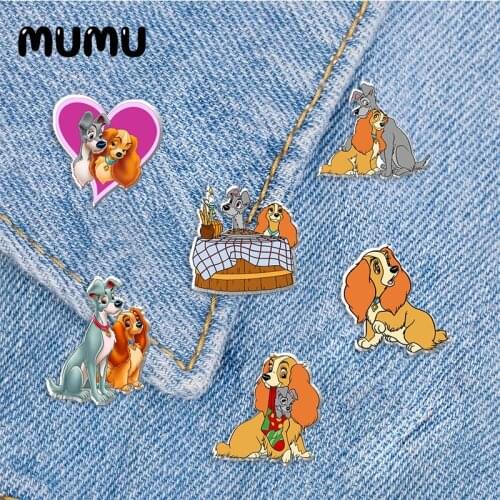2021 New Lady and The Tramp Lapel Pin Dog Acrylic Brooches Handmade Epoxy Jewelry Shirt Bag Badge