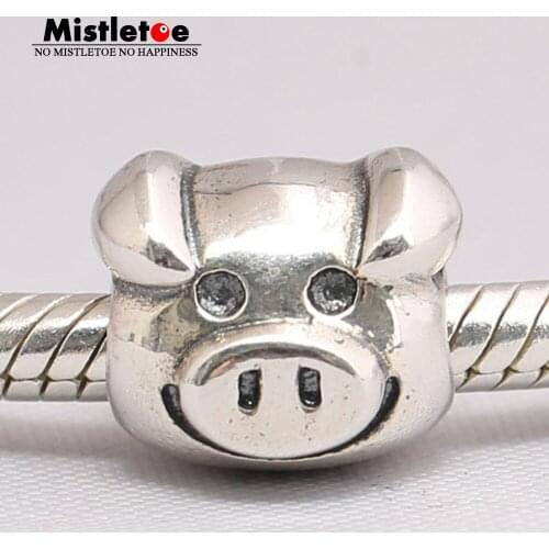 Mistletoe 925 Sterling Silver Animal Lively piggy Charm Bead European Jewelry