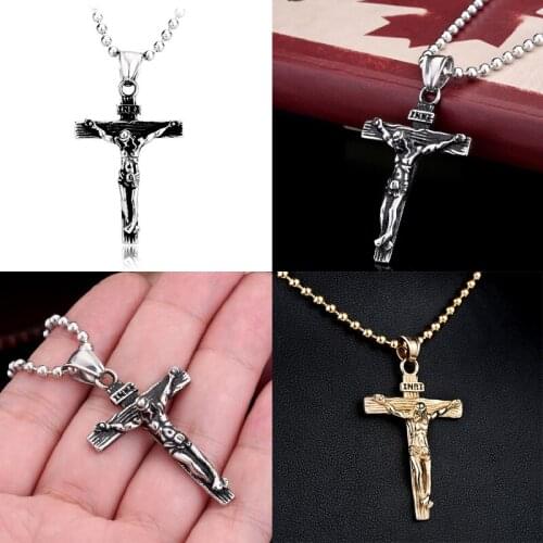 Stainless Steel Crucifix Necklace Pendant Jesus Cross Multilayer Christ Crucifix Pendants Halloween Gifts Cool Punk Styles
