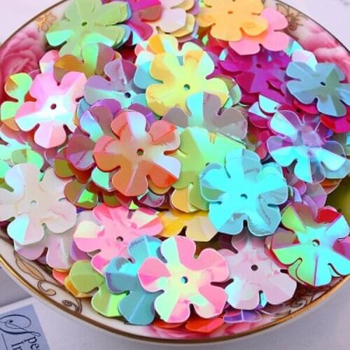 30g/lot Flower Sequins 20mm PVC Sequin Large Sequins Decoration Sewing DIY Mix AB Shining Colors Beautiful Plum Blossoms