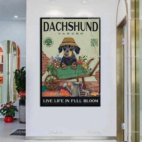 Dachshund Garden Live Life In Full Bloom Poster, Dachshund Art Print, Love Dog Wall Art, Garden Home Decor, Best Gift Ever