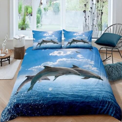 Dolphin Bedding Set Boys Teens 3D Marine life Themed Duvet Cover Dekbedovertrek 240x220 Bedclothes 2/3pcs Home Housse De Couette