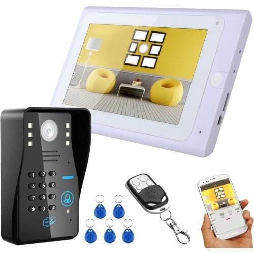 Wired /Wireless Wifi IP Video Door Phone Doorbell Kit Video Intercom System 7" Monitor ID Card/password/remote control unlock