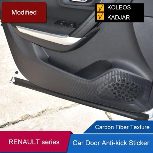 QHCP 4Pcs/Set Car Door Anti-kick Pad Carbon Fiber Anti Kick Sticker Decoration Accessory Car Styling For Renault Koleos Kadjar