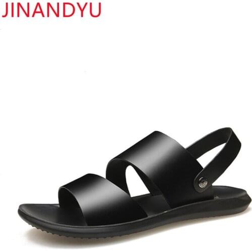 Genuine Leather Sandal Men Beach Shoes New Slippers Summer Men Outdoor Comfy Sadale Homme Black Shoe Slippers for Men Casual
